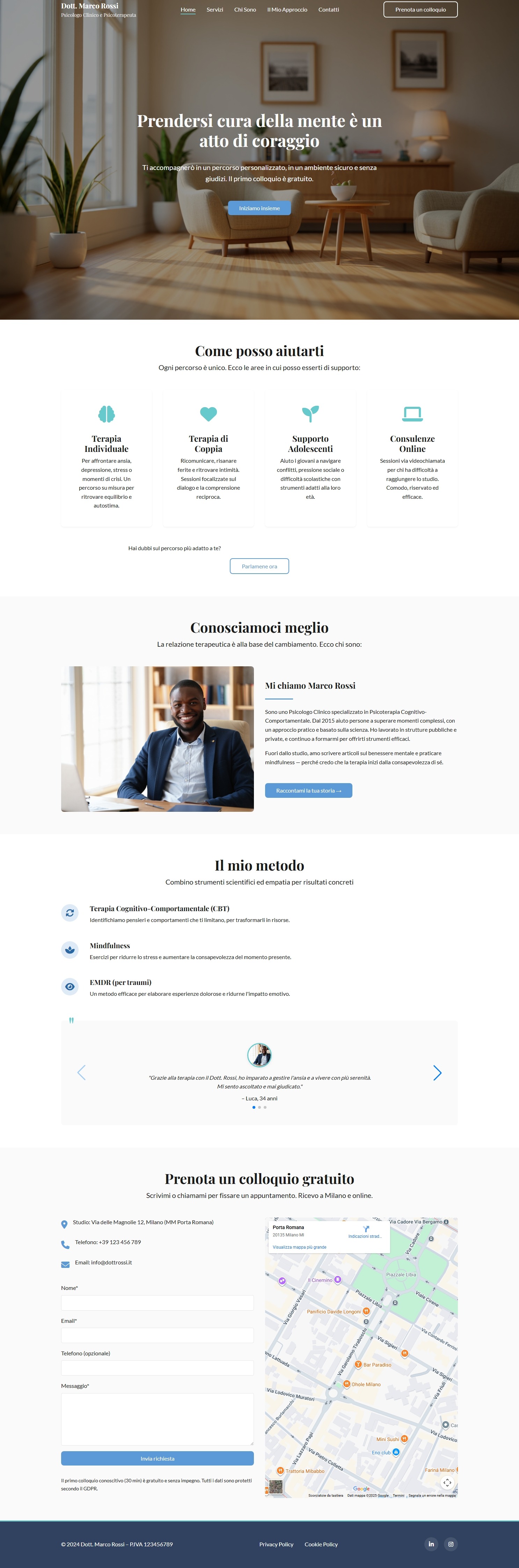 Screenshot di Sito Web per psicologo e psicoterapeuta (HTML, CSS, JAVASCRIPT)