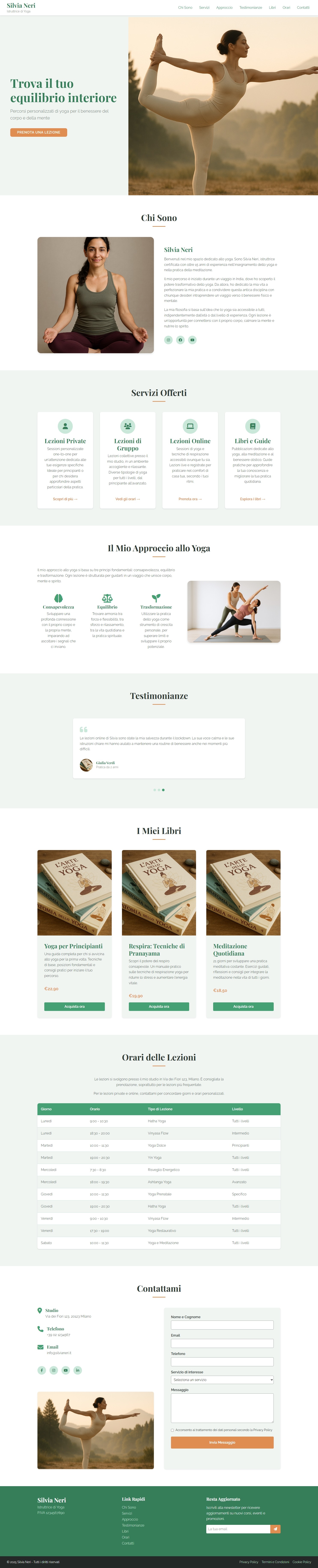 Screenshot di Sito web per istruttrice di yoga (html, css, javascript)