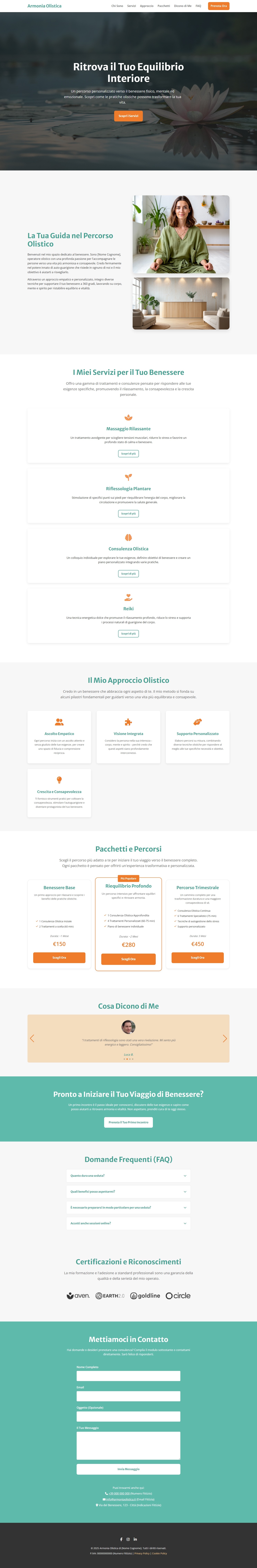 Screenshot di Sito web Operatrice Olistica - One-Page HTML CSS JS