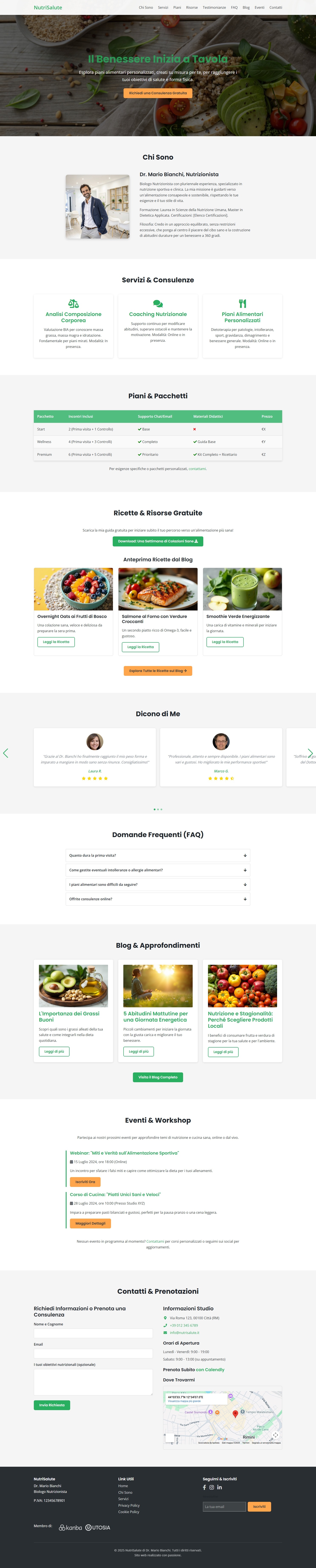 Screenshot di Sito Web Nutrizionista - Template One-Page HTML CSS JS