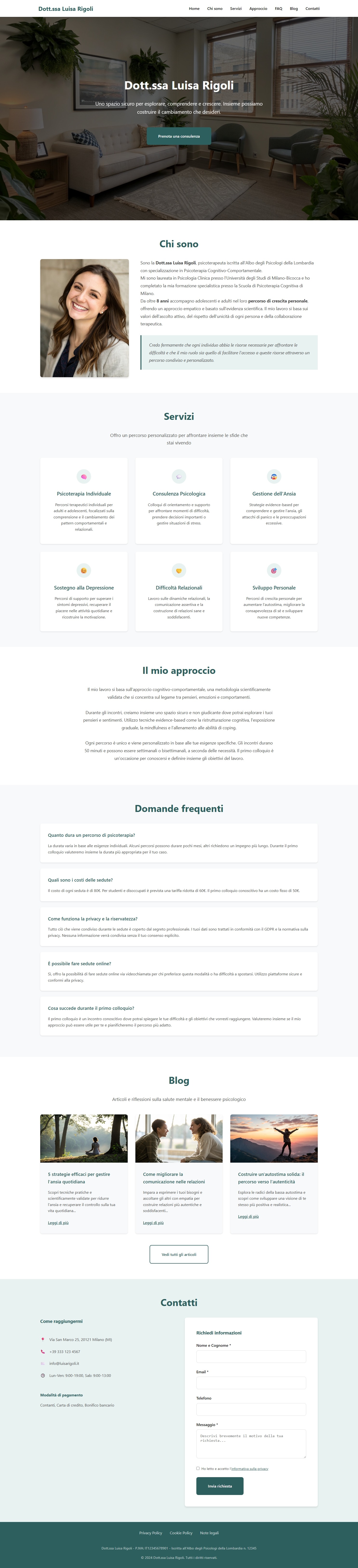 Screenshot di Professionisti della salute mentale: Sito Web Template One-Page
