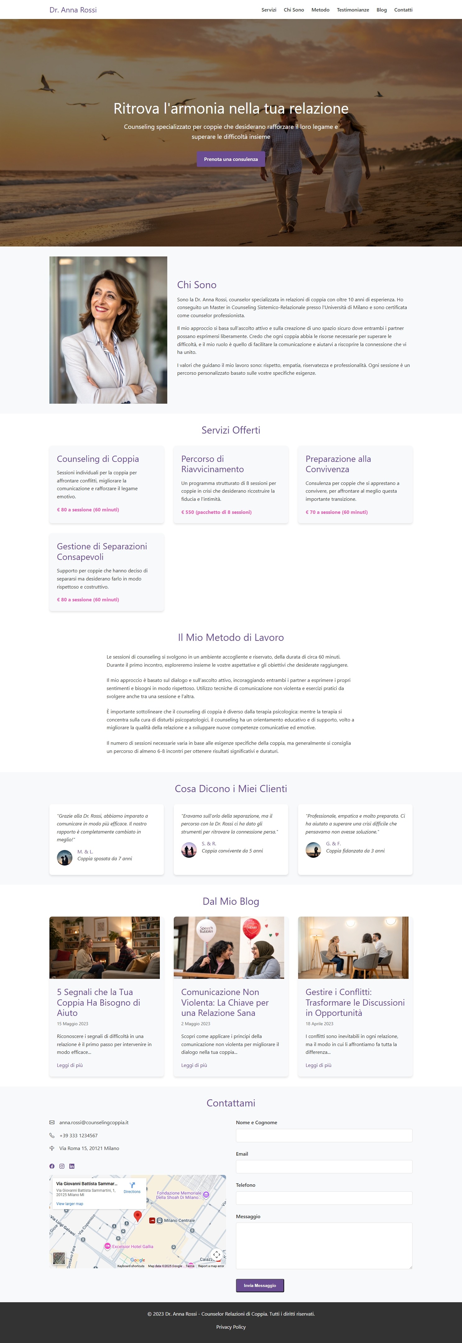 Screenshot di Sito Web per Counselor: Template HTML, CSS e JavaScript
