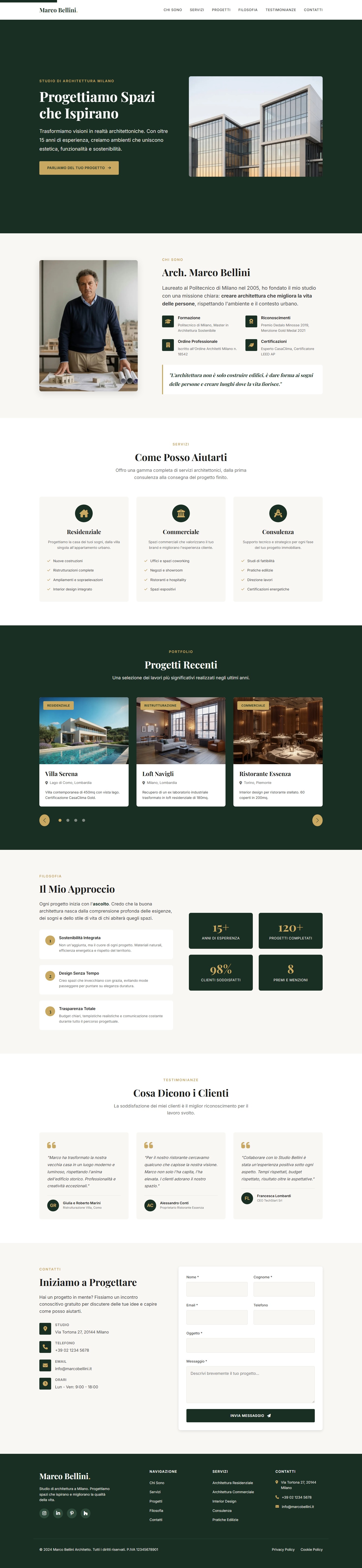 Screenshot di Sito Web One Page per Architetto